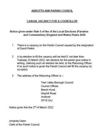  - Resignation of Councillor